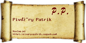 Piváry Patrik névjegykártya