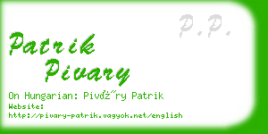 patrik pivary business card